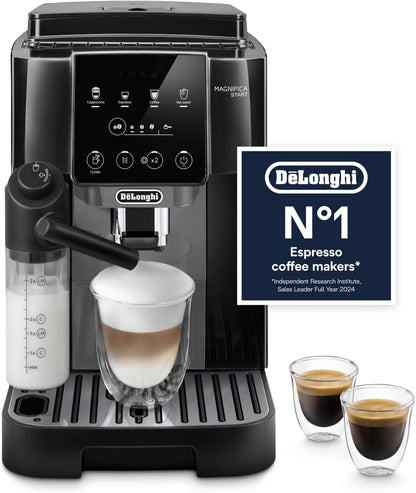Magnifica Start ECAM220.60.B, Fully Automatic Bean to Cup Coffee Machine with 4 One-Touch Recipes, Soft-Touch Control Panel, Auto Milk, 1450W, Black