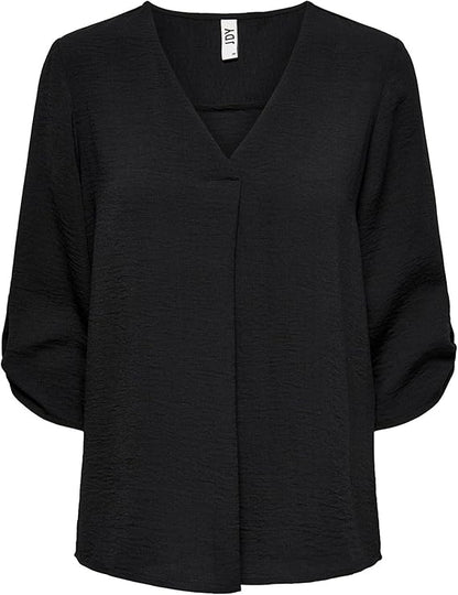 Lange Freizeit Hemd Bluse 3/4 Ärmel Tunika Longshirt Loose Oberteil Locker Leicht JDYDIVYA